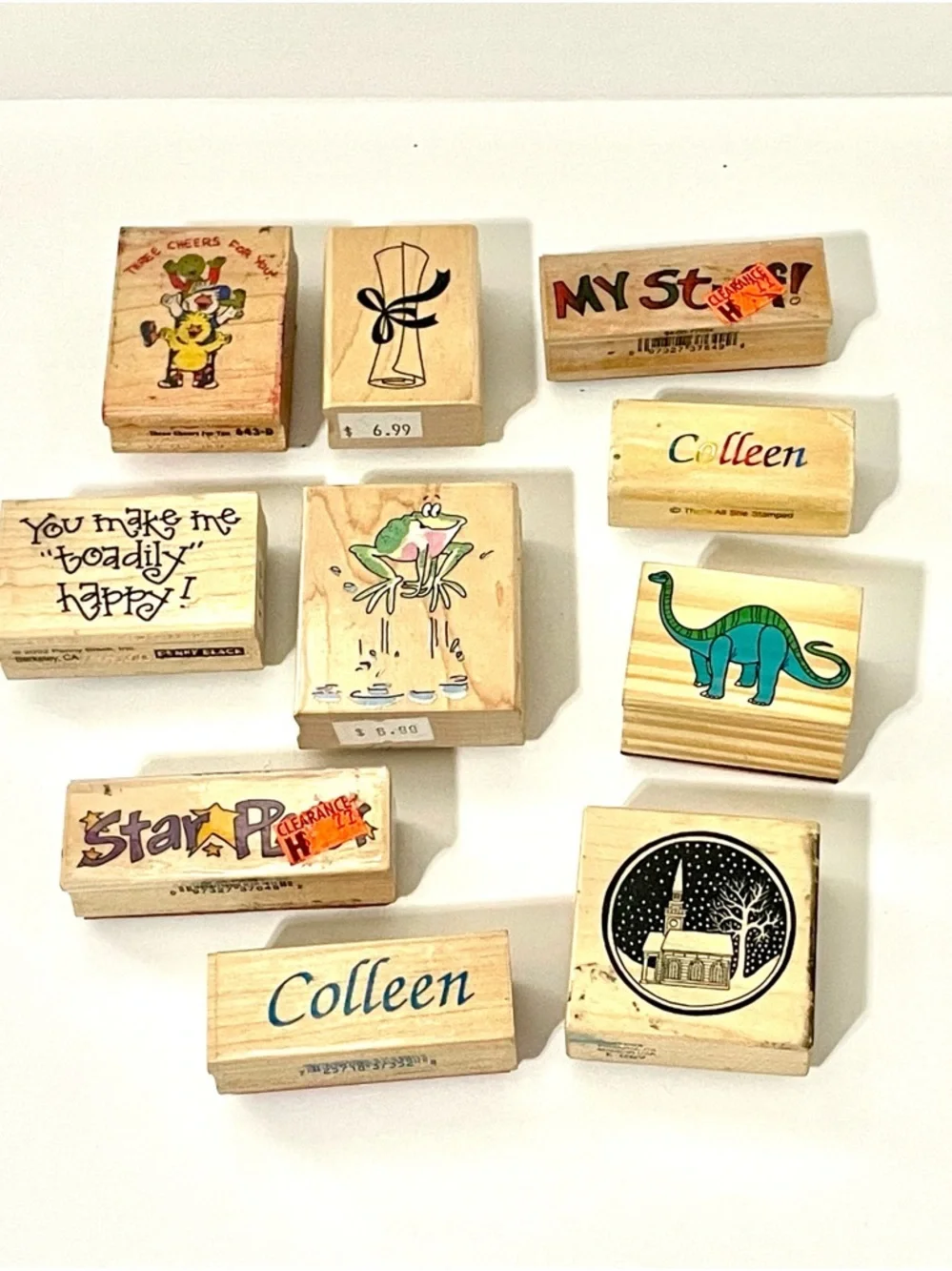 Vintage Wooden Rubber Stanp Lot of 10